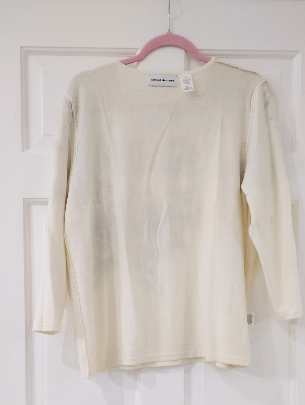 Alfred Dunner Sz LFloral Scoop Neck Women's Top in Cream and Lilac - Picture 10 of 17